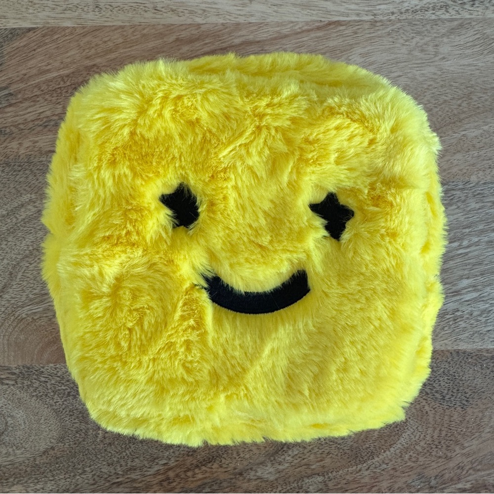 Starface Yellow Plush Smiley Face Zipper Pouch